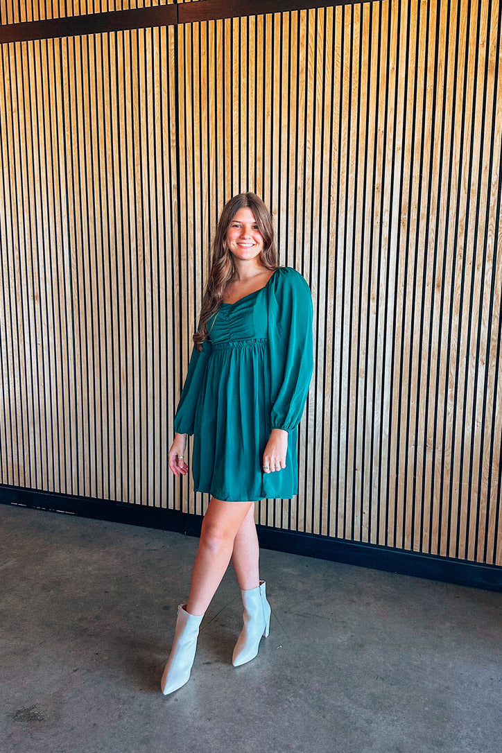 Home For Christmas Green Babydoll Dress | FINAL SALE Haute Stuff Boutique Home For Christmas Green Babydoll Dress | FINAL SALE Haute Stuff Boutique