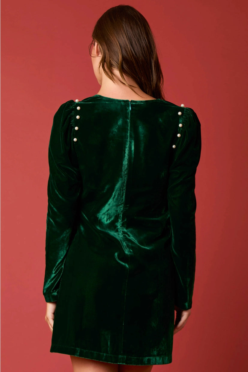 chinese dress ladies Dark Emerald Green Evening Dresses Long Sleeve Beaded Prom Dress 20080 –  Viniodress